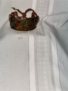 Handcrafted Copper Patina Cuff Rustic Green-Brown Bangle Bracelet